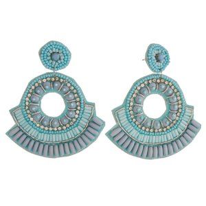 Blue Bubble Beaded Statement Earrings